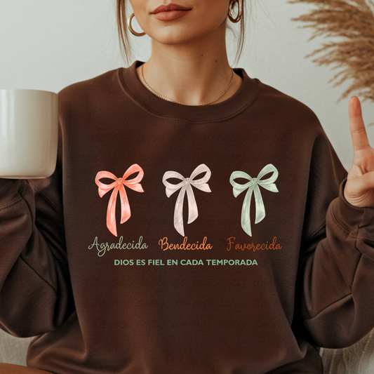 Agradecida, Bendecida,  Favorecida DTFShirt Transfer