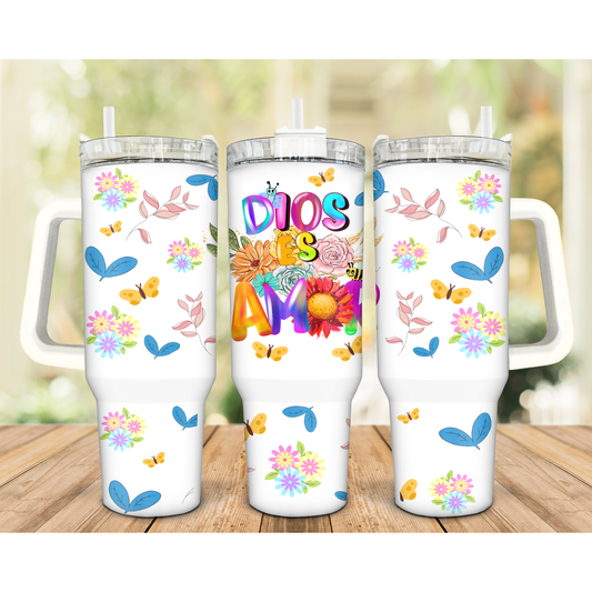 Dios es amor 40oz Tumbler Uvdtf transfer
