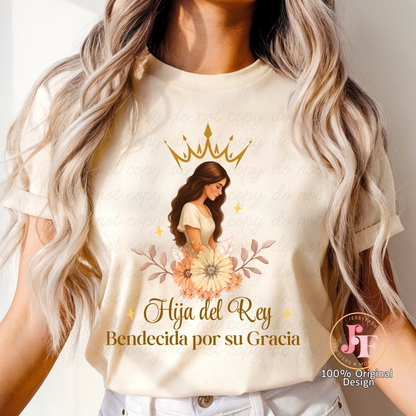 Hija del Rey bendecida por su gracia DTF Shirt Transfer
