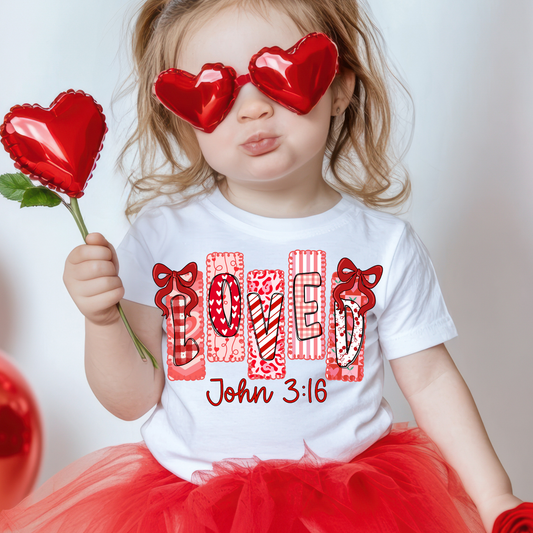 Loved John 3:16 kid Dtf Shirt Transfer