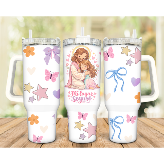 Mi lugar seguro 40oz Tumbler Uvdtf transfer