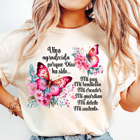 Vivo agradecida DTF Shirt Transfer