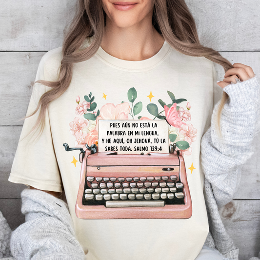 Salmo 139:4 Pues aún no esta tu palabra...  DTF Shirt Transfer