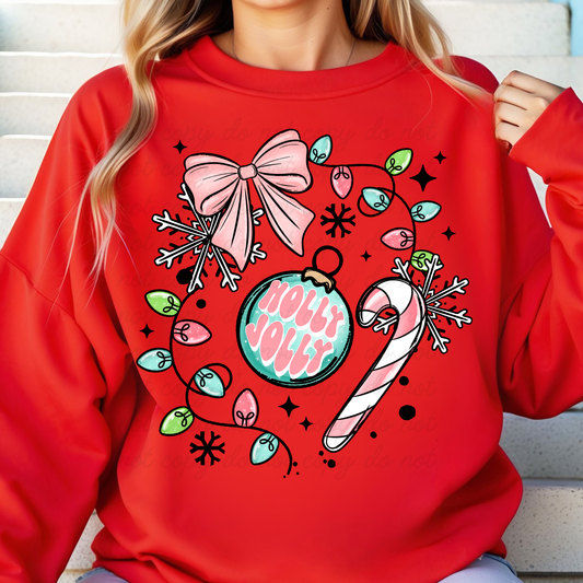 Holly Jolly Lights Christmas DTF Shirt Transfer