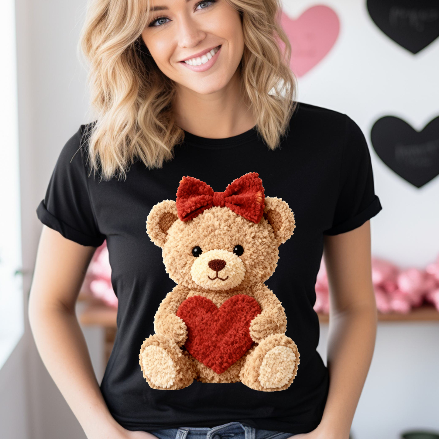 Cute Yarn bear adults or kids Dtf Shirt Transfer