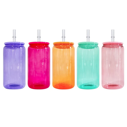 Colored Jelly glass can 16oz