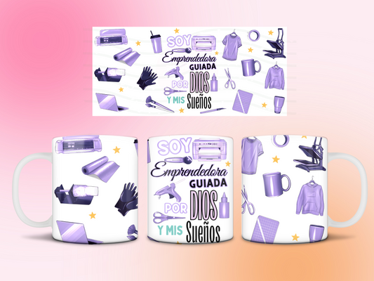 Emprendedora guiada por Dios mug 11oz Sublimation transfer