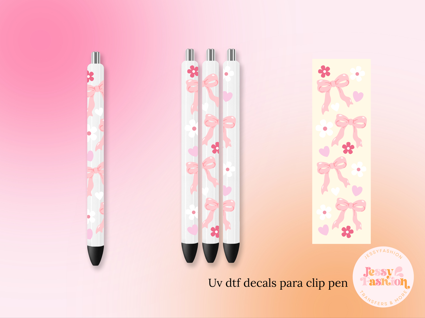 Pink Bow UV DTF DECAL BOLÍGRAFO