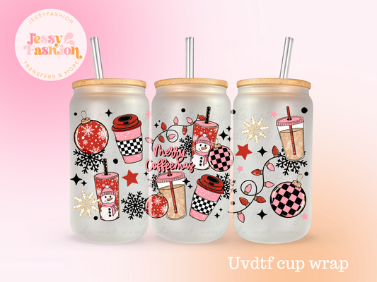 Merry Cofeemas Christmas cups UV DTF CUP WRAP