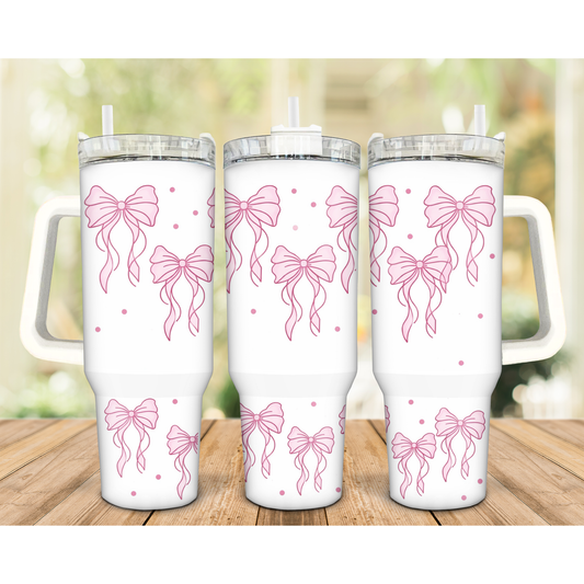 Pink Bow 40oz Tumbler Uvdtf transfer