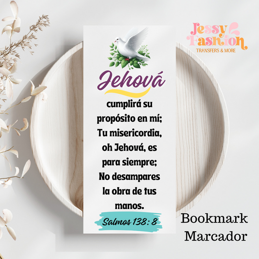 Salmos 138:8 uvdtf for 2"x 5.5" Bookmarks