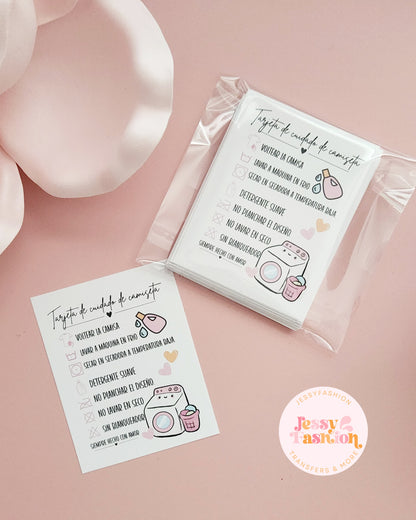 Tarjeta de cuidado de Tshirts(Español)24pc