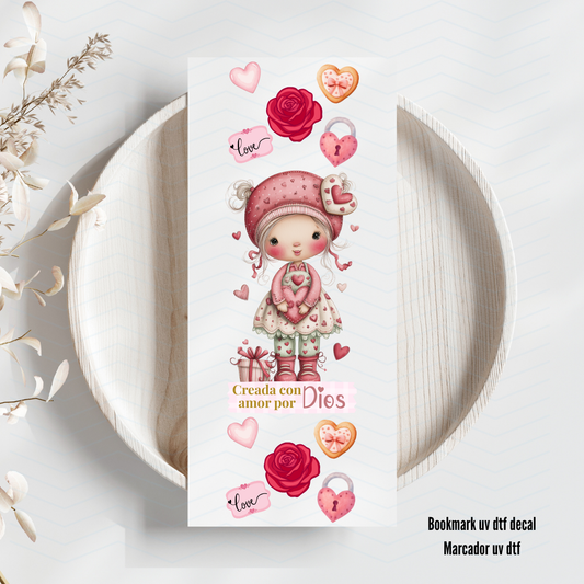 Creada con amor por Dios Uv Dtf Bookmark