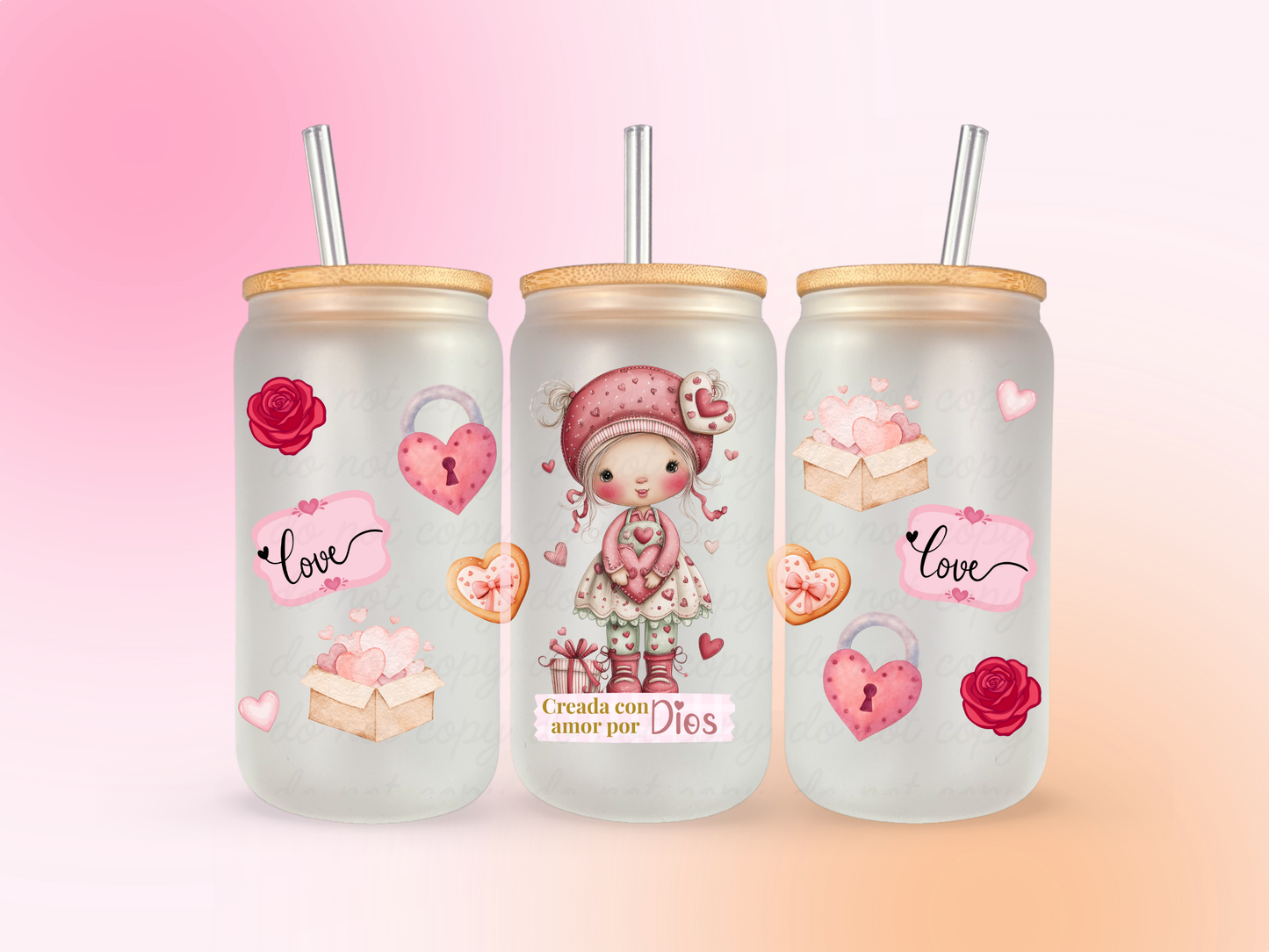 Creada con amor por Dios UV DTF CUP WRAP