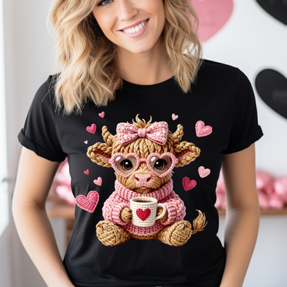 Crochet Highland Valentines Dtf Shirt Transfer