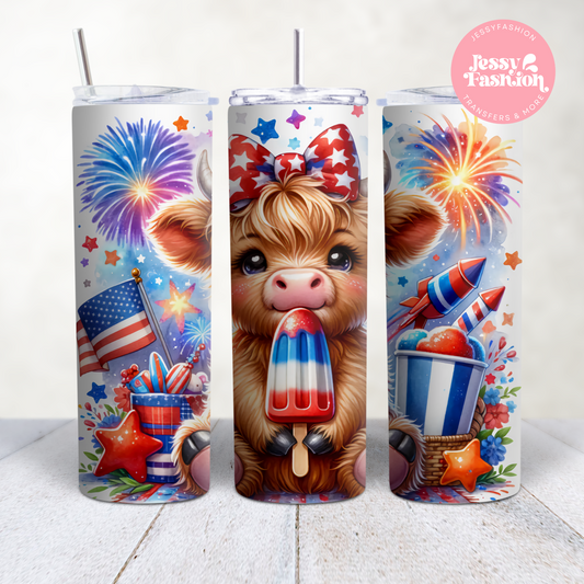 Cute baby cow 4 of July Sublimation Transfer