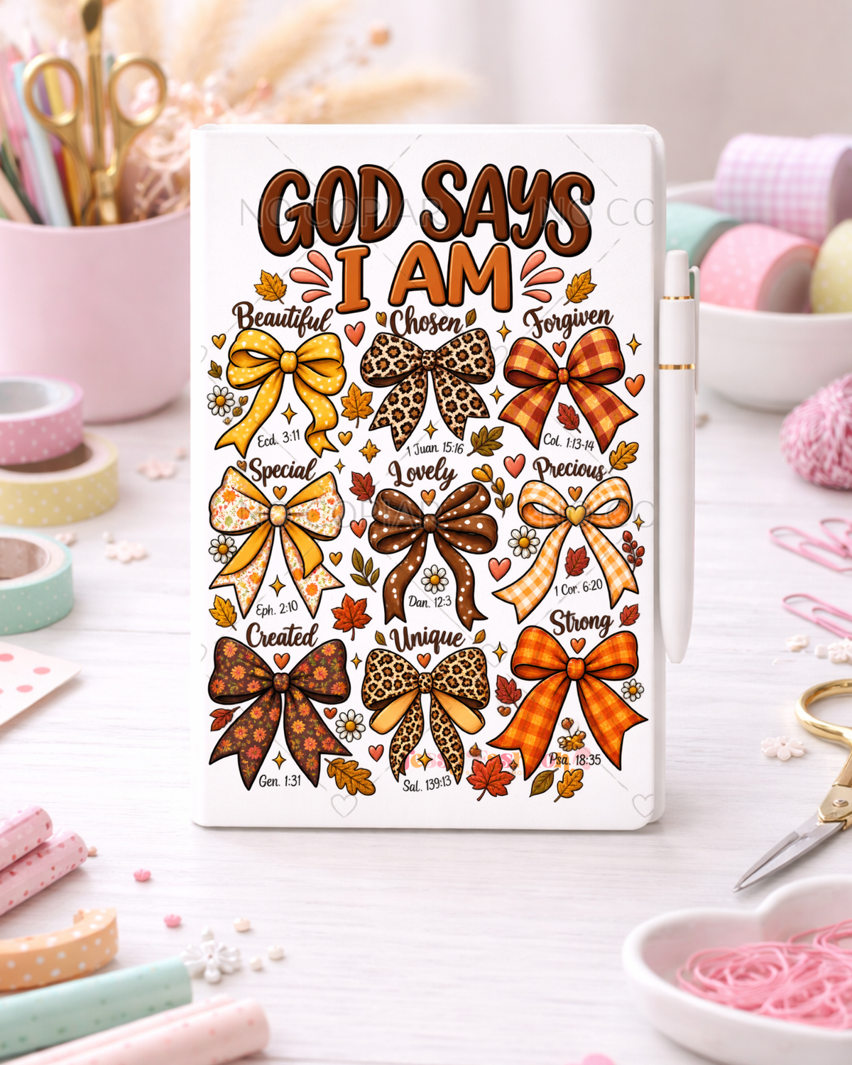 Fal bows God says i am  UV dtf notebook