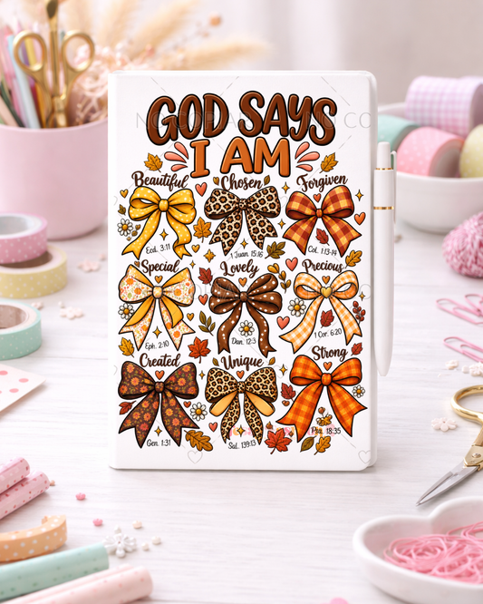 Fal bows God says i am  UV dtf notebook