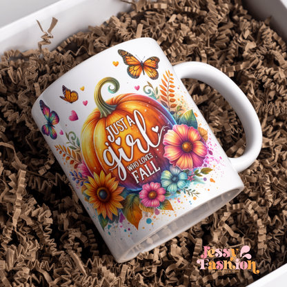 Just a girl who loves fall mug 11oz Sublimation transfer
