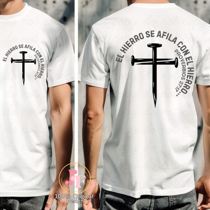 El hierro se afila con el hierro Prov. 27:17 Dtf Shirt Transfer
