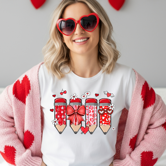 Teacher Valentine Pencils Dtf Shirt Transfer
