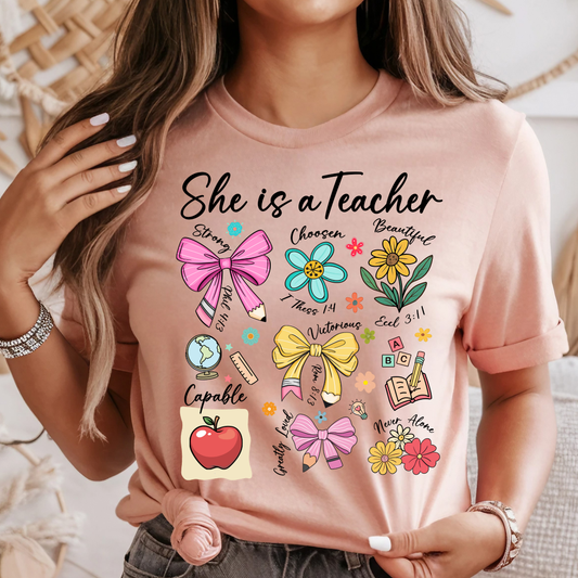 She is a Teacher Bible verses Dtf Shirt Transfer