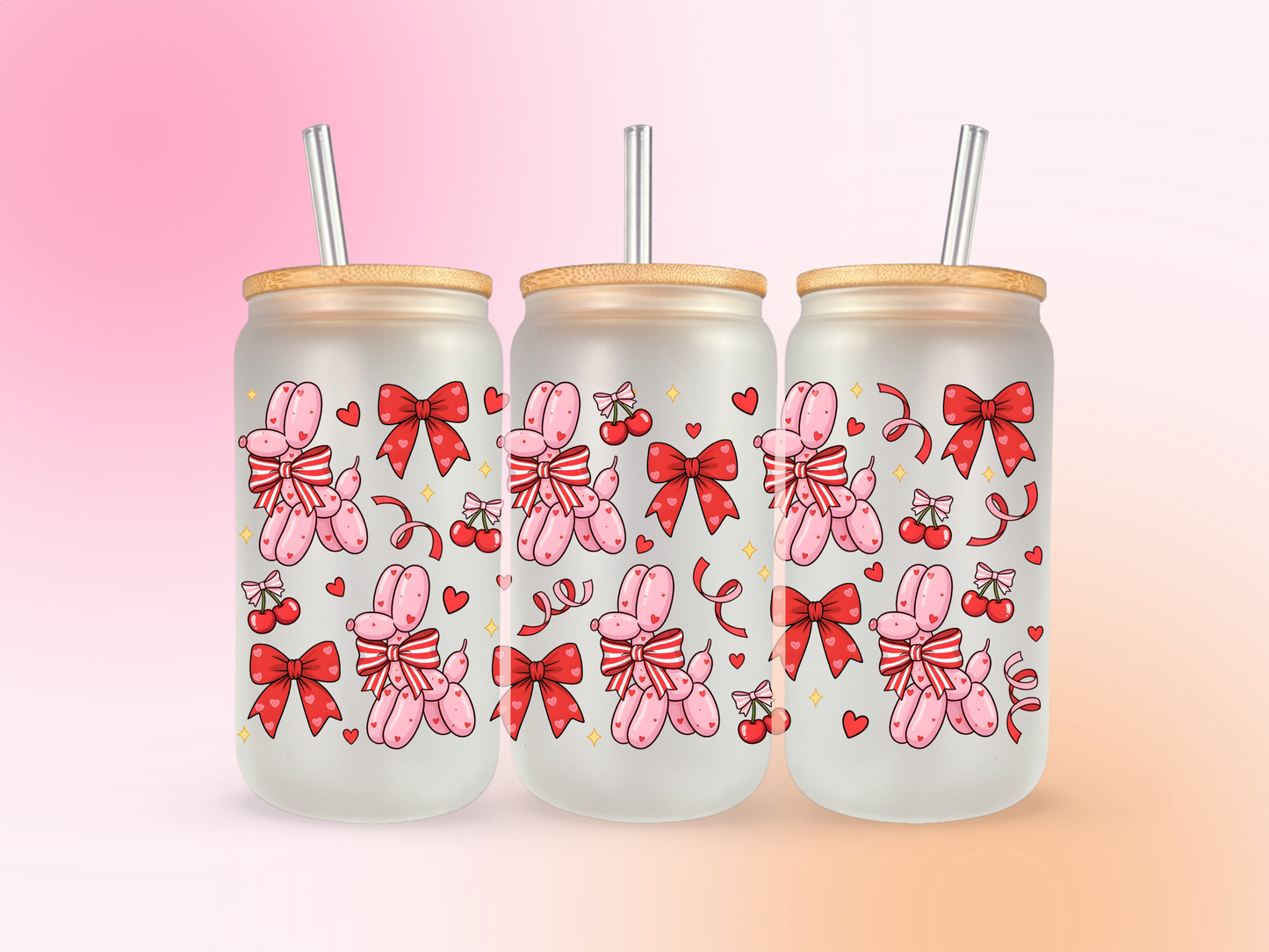 Balloon Dog Valentine UV DTF CUP WRAP