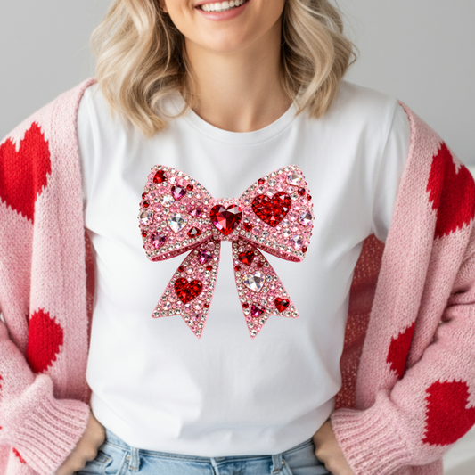 Rhinestone Bow Dtf Shirt Transfer