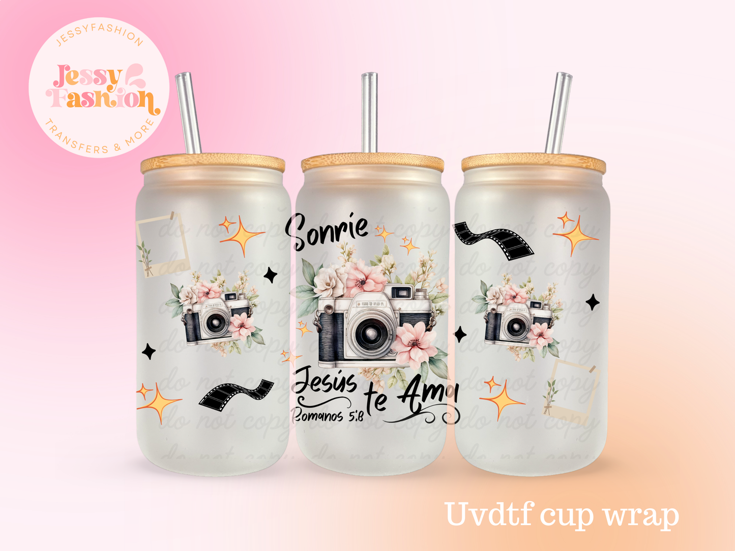 Sonrie Jesús Te Ama UV DTF CUP WRAP
