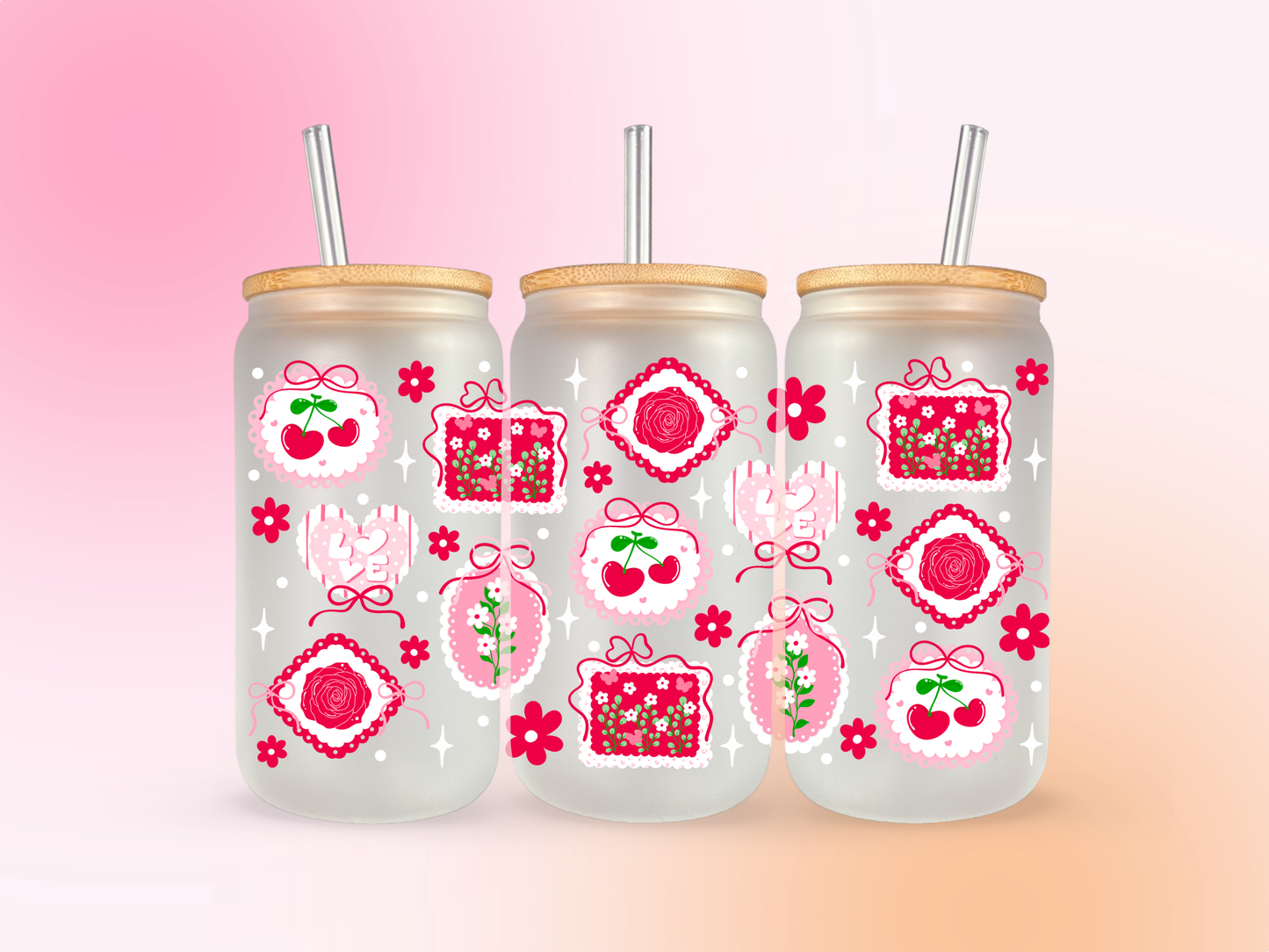 cherry love UV DTF CUP WRAP