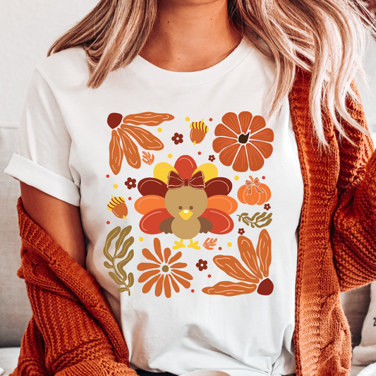 Floral Turkey DTF Shirt Transfer