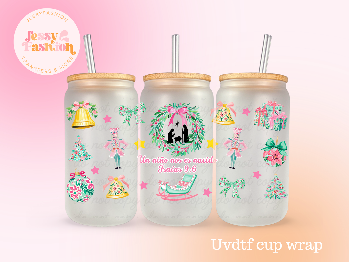 Un niño nos es nacido UV DTF CUP WRAP