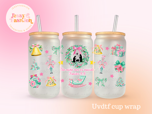 Un niño nos es nacido UV DTF CUP WRAP