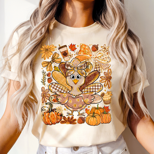 Cute Turkey Thanksgiving DTF Shirt Transfer