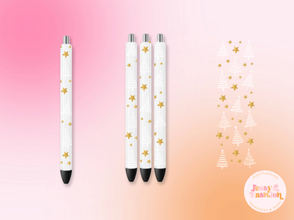 White and Gold Christmas Trees UV DTF PEN WRAP