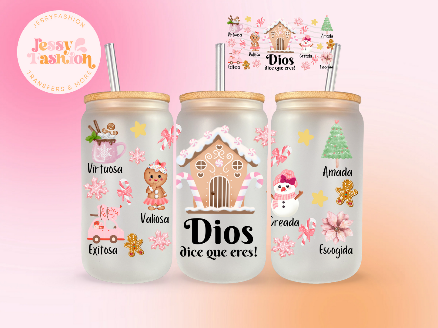 Dios dice que eres! Edición Navidad UV DTF WRAP