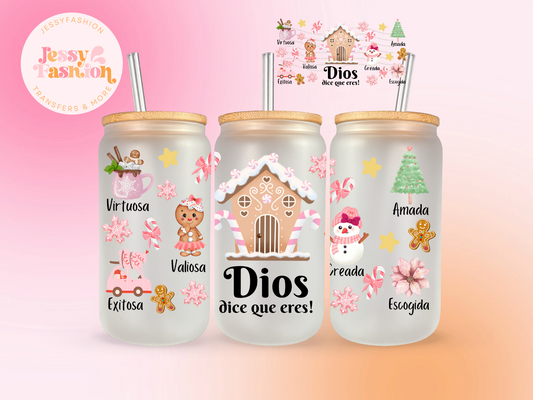 Dios dice que eres! Edición Navidad UV DTF WRAP
