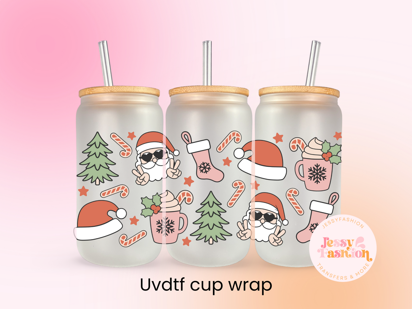 Cool Santa Claus UV DTF CUP WRAP