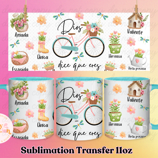 Dios dice que eres... mug Sublimation transfer