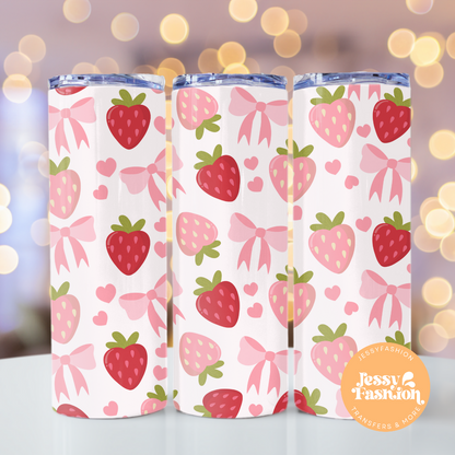 Cute Strawberries and Bows Sublimation Transfer
