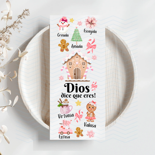 Dios dice que eres! Edición Navidad Uv Dtf Bookmark