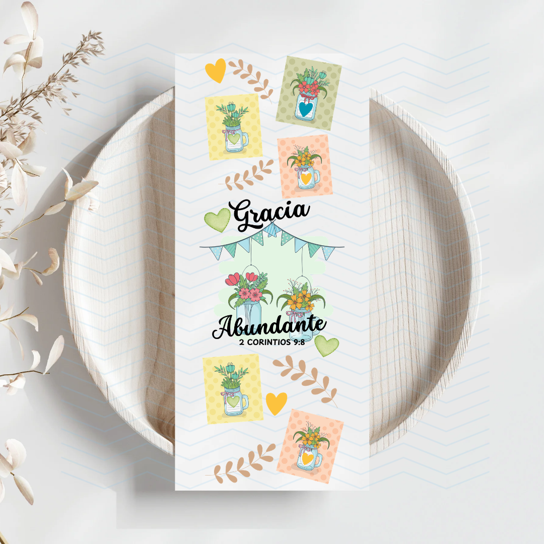 Gracia Abundante 2 Cor. 9:8 Uv dtf Bookmark
