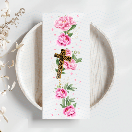 Cross and Flowers Uv dtf Bookmark
