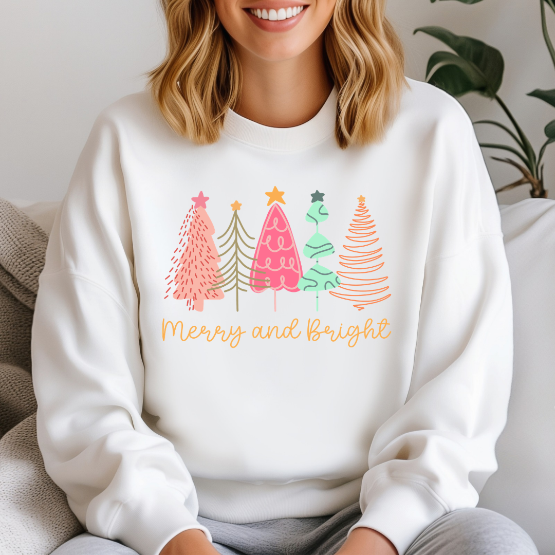 Christmas tree merry and bright DTF Shirt Transfer