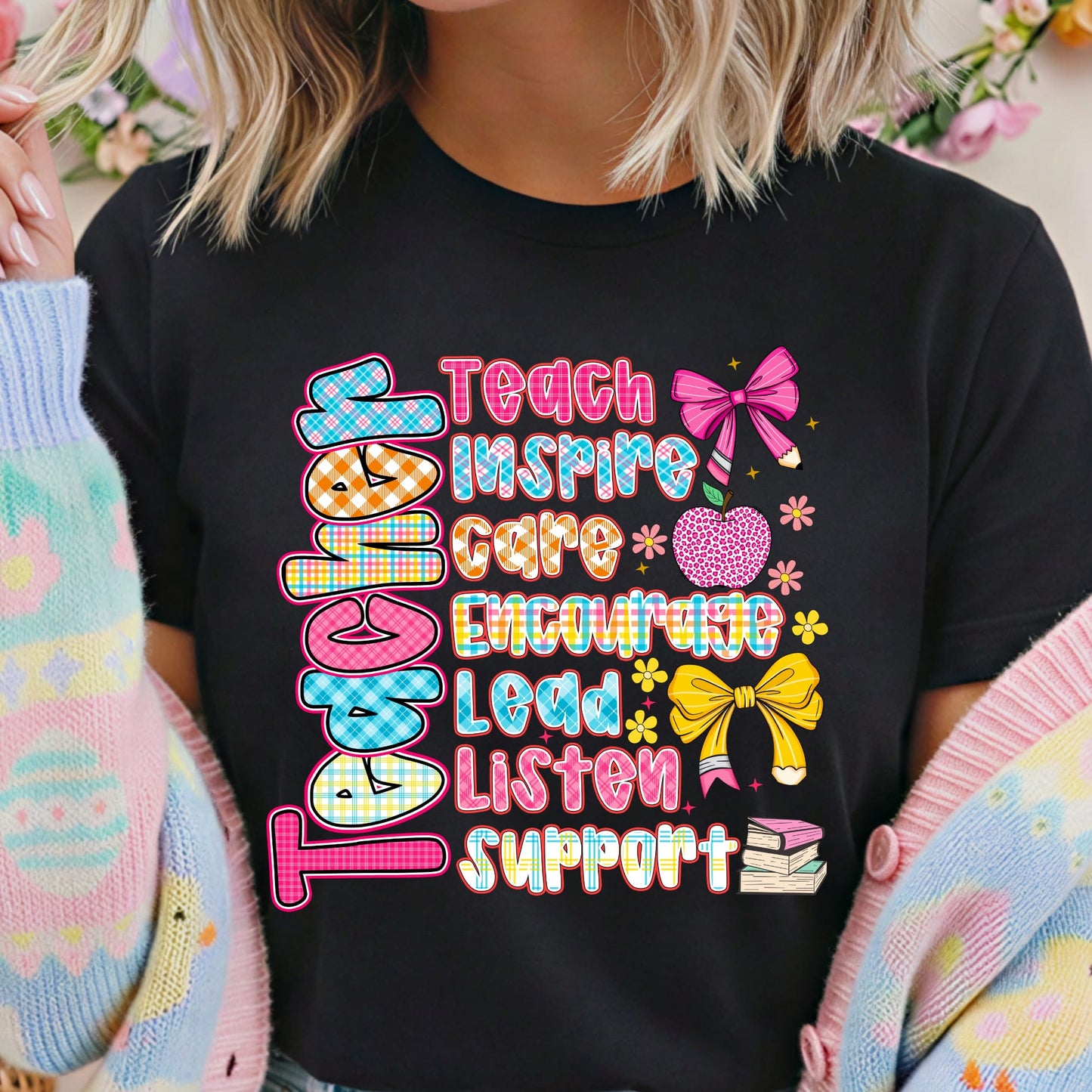 Teacher Inspire, Care, Encourage Dtf shirt transfer