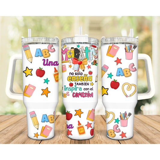 Una Maestra No Solo... 40oz Tumbler Uvdtf transfer
