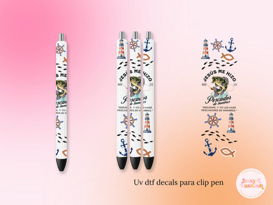 Jesus Me Hizo Pescador De Hombres UV DTF DECAL BOLÍGRAFO