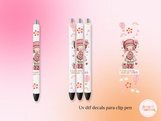 Creada con amor rainbow UV DTF DECAL BOLÍGRAFO