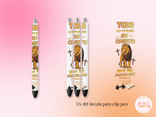 Todo Lo Puedo En Cristo...Filipenses 4:13 UV DTF DECAL BOLÍGRAFO