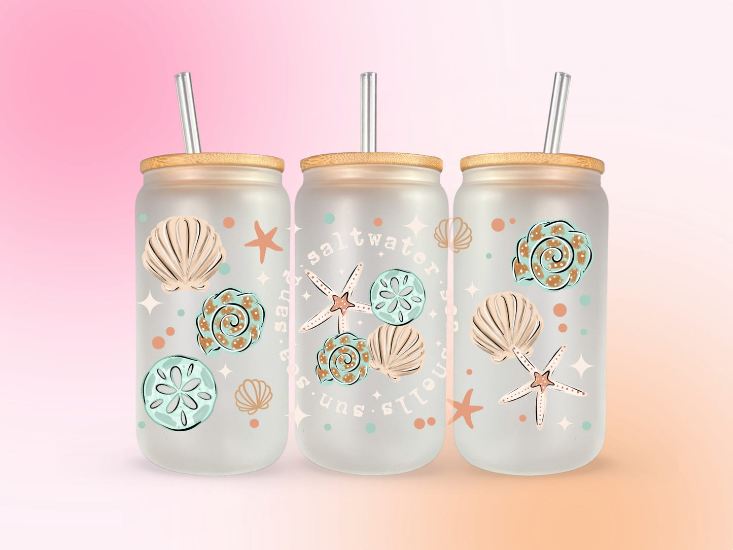 Saltwater Seashells UV DTF CUP WRAP